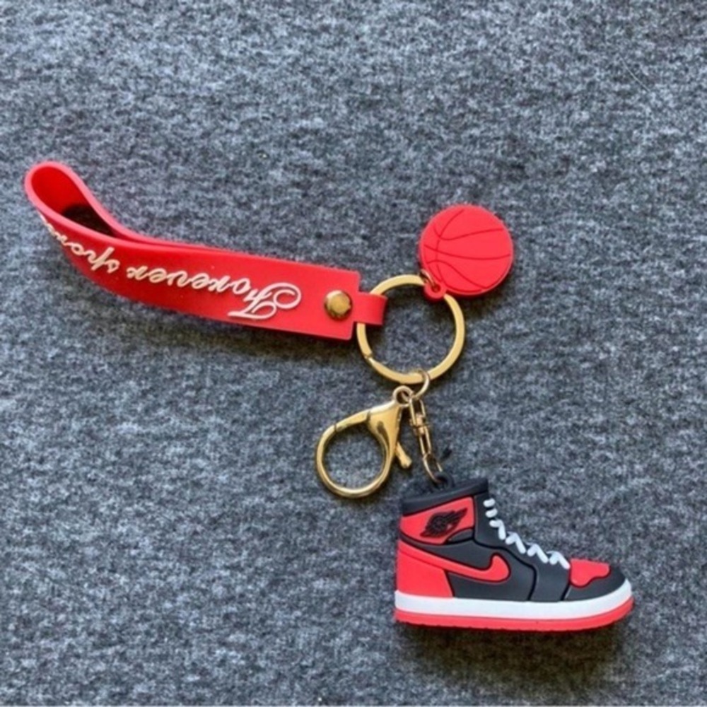 Red Sneaker Keychain with Basketball Charm & "Forever Sports" Strap – Cute Bag - Picture 2 of 4